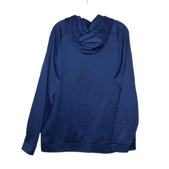 NIKE Dri Fit Funnel Neck Hooded Sweatshirt Blue Graphic Print SWOOSH Size XL - Picture 2 of 10